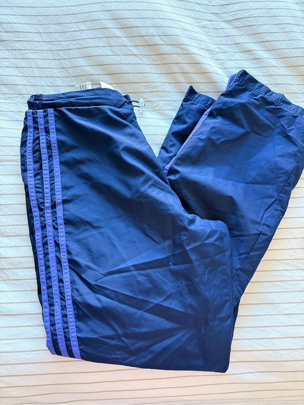 adidas Dark Blue Track Pants with Purple Side Stripes